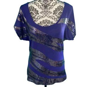 2B Bebe Sequin Cold Shoulder Night Out Blouse Top